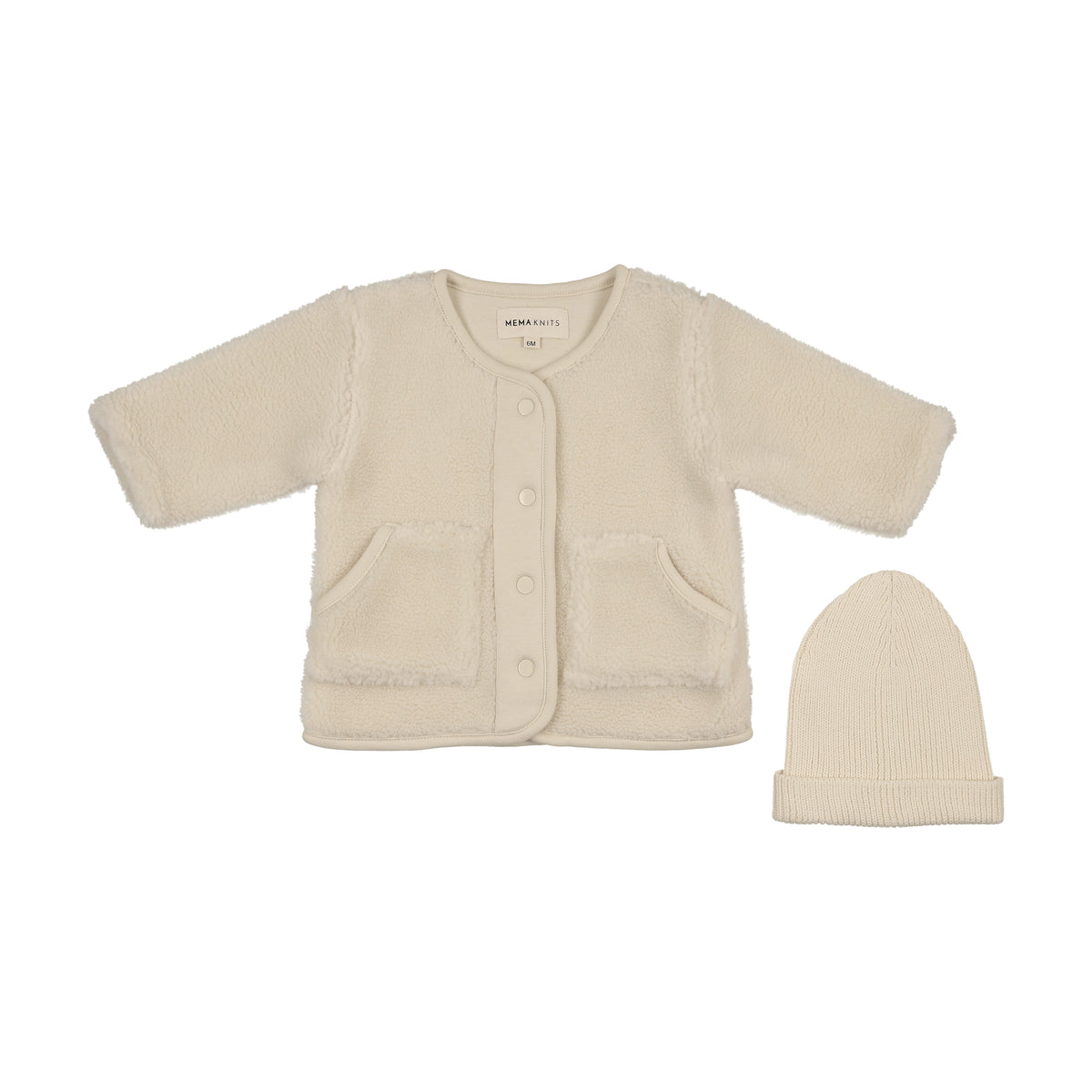 MEMA KNITS 2PC SHERPA JACKET+BEANIE