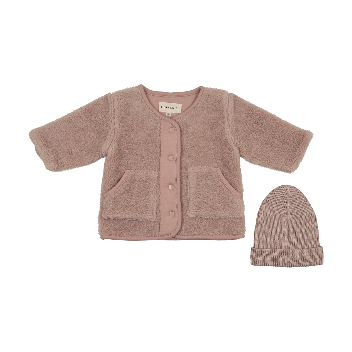 MEMA KNITS 2PC SHERPA JACKET+BEANIE