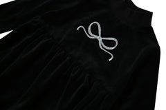 BOPOP VELVET SHORT EMBROIDERED BOW ROBE