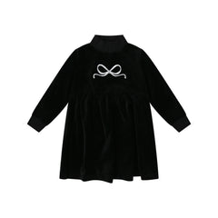 BOPOP VELVET EMBROIDERED BOW LONG ROBE