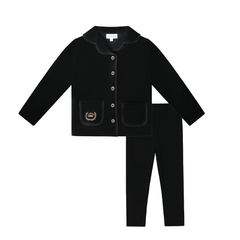 BOPOP GOLD EMBROIDERED CROWN LOUNGE SET