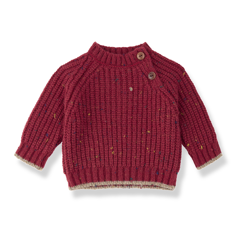 1+ IN THE FAMILY SPECKLED CONTRASTING TRIM AT CUFF & HEM SWEATER