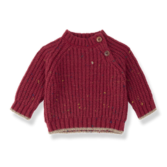 1+ IN THE FAMILY SPECKLED CONTRASTING TRIM AT CUFF & HEM SWEATER