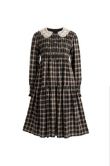 PERNILLE CROCHET LACE PETER PAN COLLAR CHECK DRESS