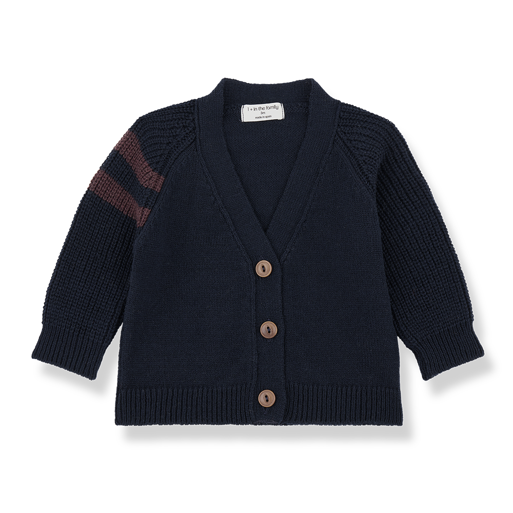 1+IN THE FAMILY 2PC STRIPE ON ARM CARDIGAN WITH PANTS SET