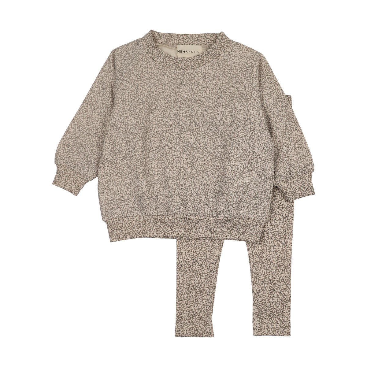 MEMA KNITS 2PC LEAF PRINT SWEATSHIRT LEGGING SET