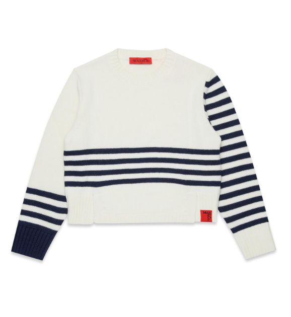 MAX & CO KNIT STRIPED DETAIL PULLOVER SWEATER