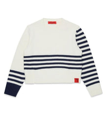 MAX & CO KNIT STRIPED DETAIL PULLOVER SWEATER
