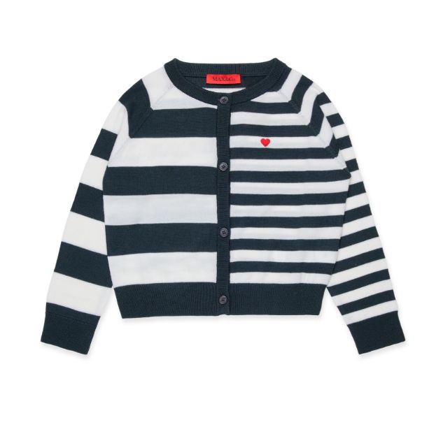 MAX & CO KNIT STRIPE "<3 LOGO CARDIGAN