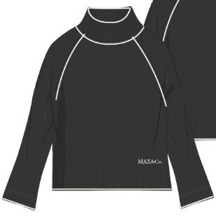MAX & CO RIBBED TURTLENECK WITH LOGO AND CONTRATS STITCHING