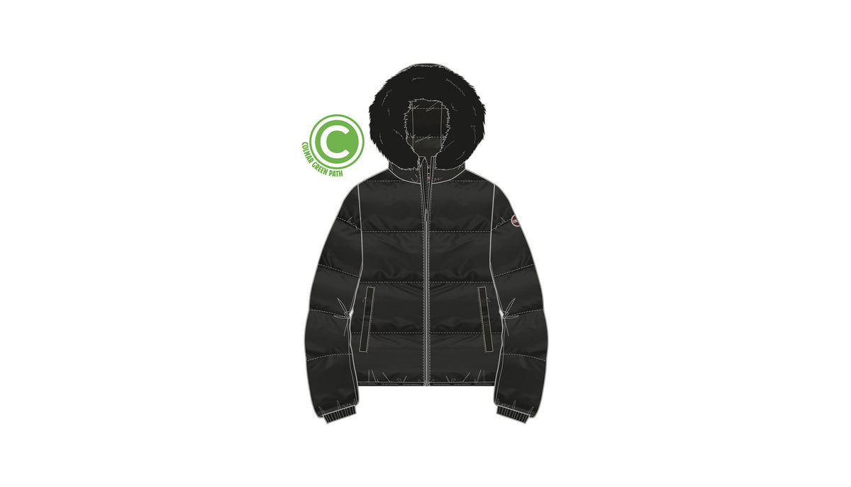 COLMAR HOODED QUILTED JACKET WITH DETACHEABLE EDGE FUR