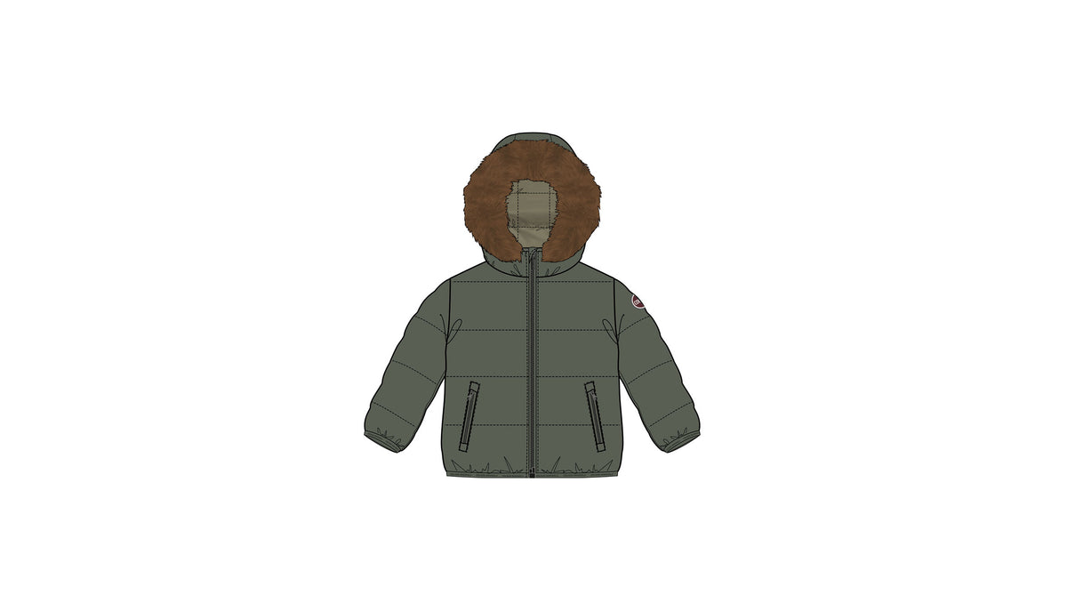 COLMAR FUR HOODIED QUILTED PADDED JACKET