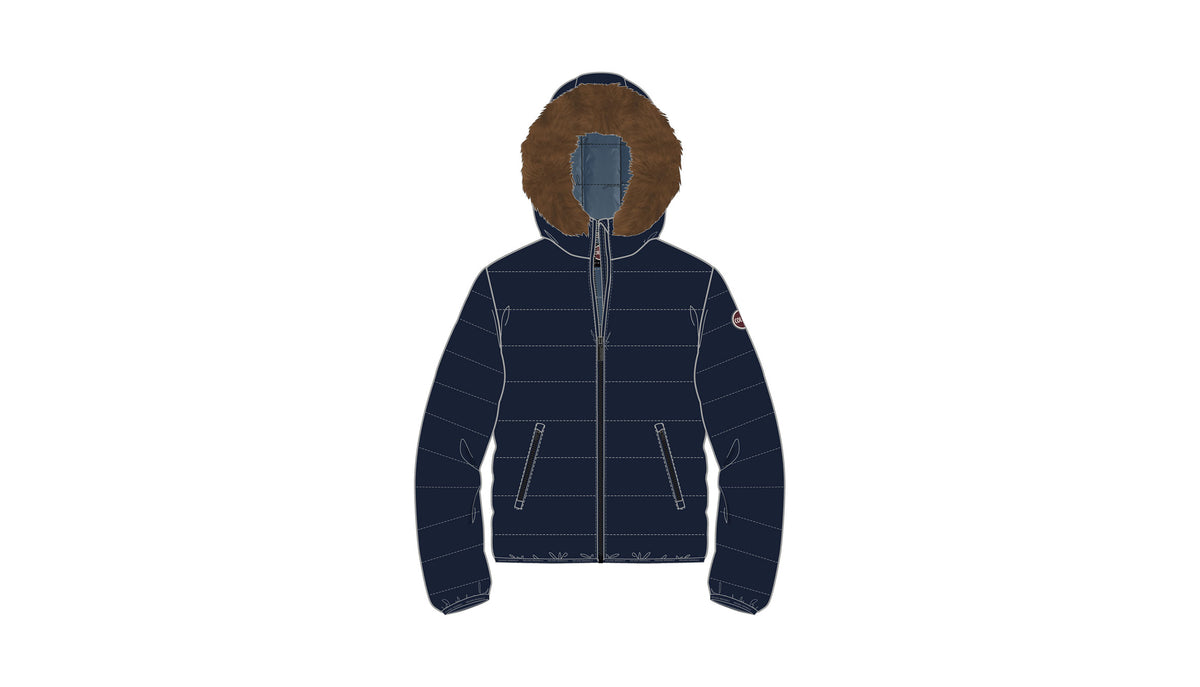 COLMAR QUILTED PADDED HOODED JACKET WITH NATURAL DOWN