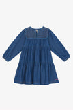 BONTON DENIM QUILTED BIB TIERED DRESS