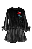 MIMISOL  FLOWER APPLIQUE CHENILLE DRESS