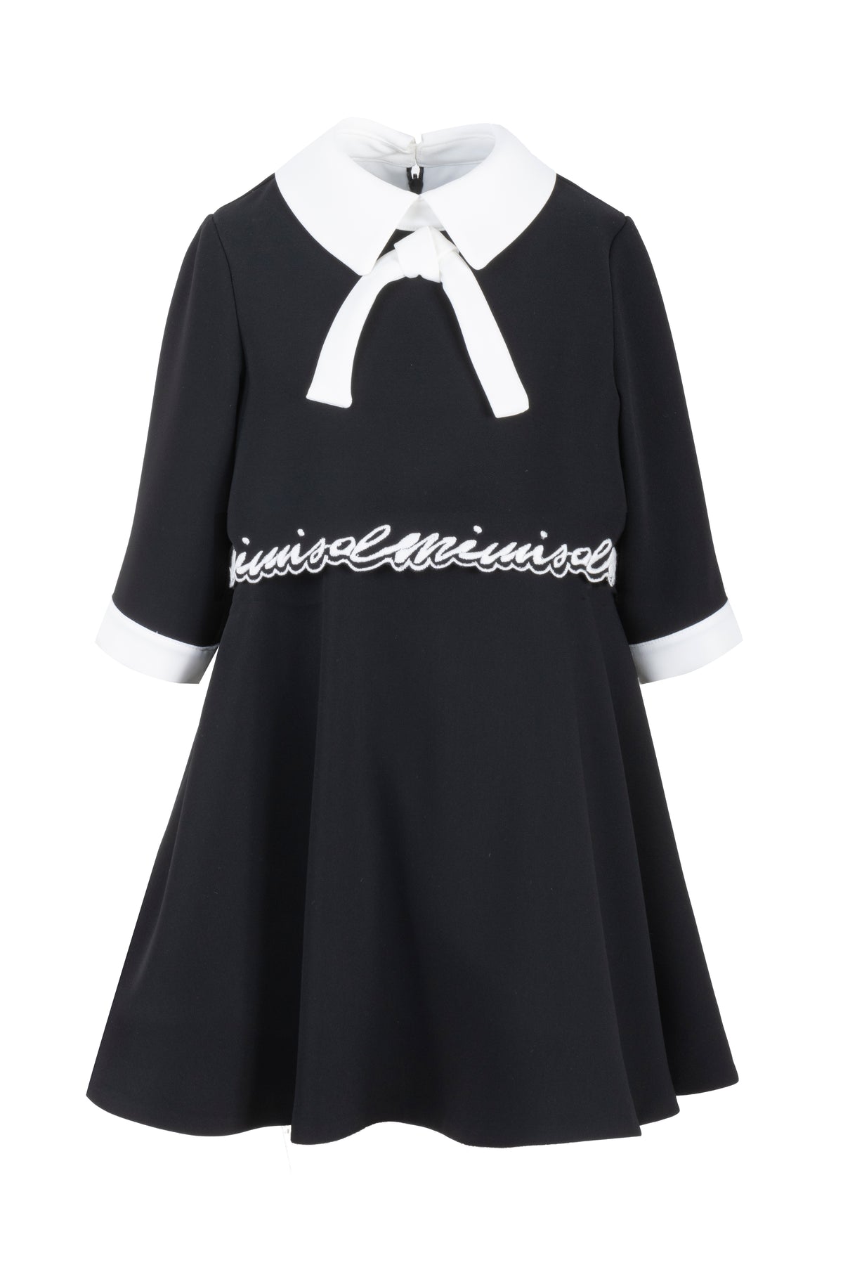 MIMISOL EMBROIDERED LOGO WITH COLLAR AND FRONT TIE DRESS