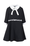 MIMISOL EMBROIDERED LOGO WITH COLLAR AND FRONT TIE DRESS