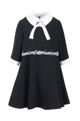 MIMISOL EMBROIDERED LOGO WITH COLLAR AND FRONT TIE DRESS