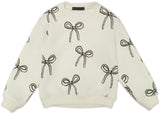 MANILA GRACE BOW PRINT RHINESTONE DETAIL SWEATER