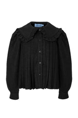 MIMISOL 2PC RUFFLE COLLAR PLEATED SHIRT WITH PLEATED SKIRT