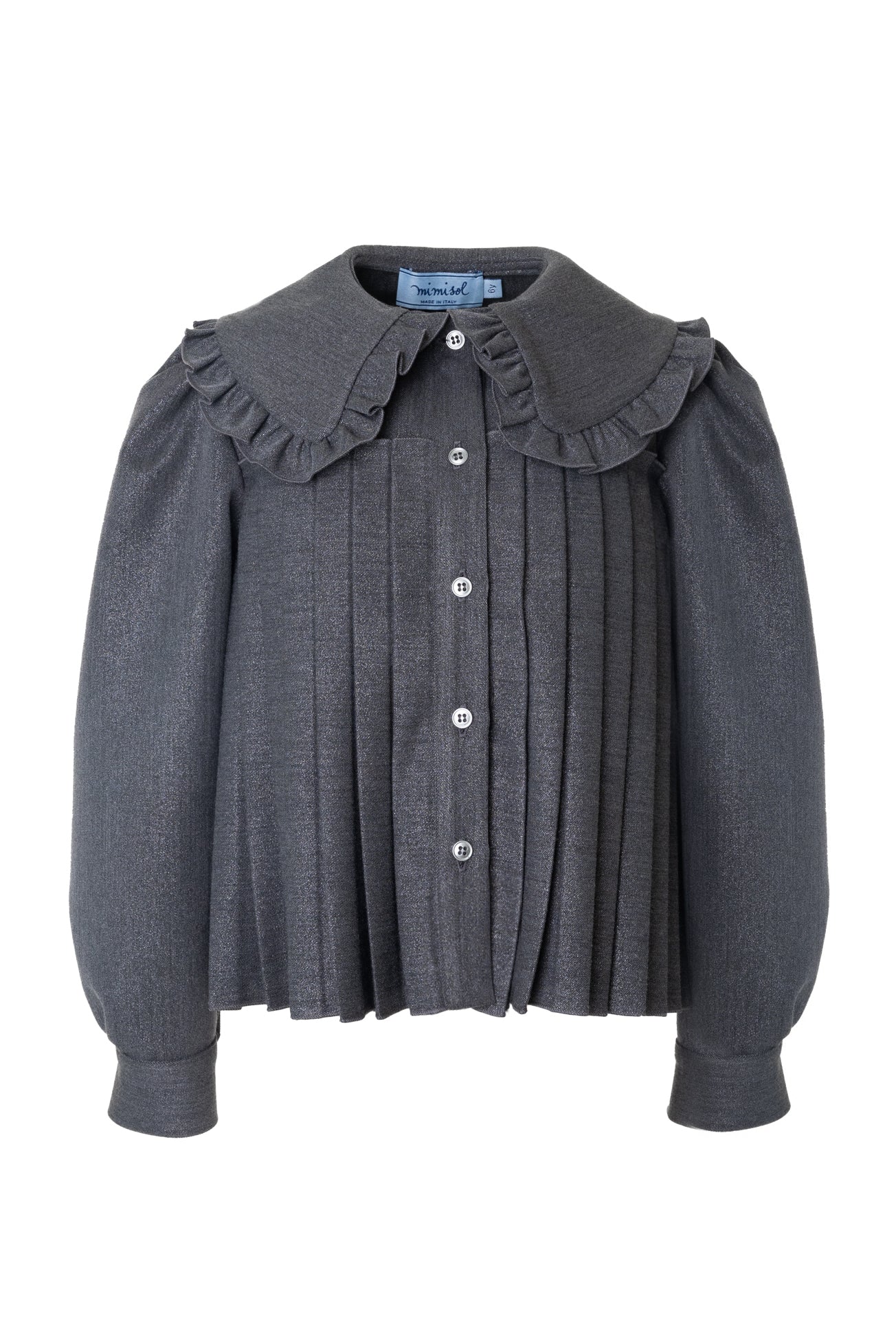 MIMISOL 2PC RUFFLE COLLAR PLEATED SHIRT WITH PLEATED SKIRT