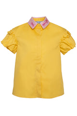 MIMISOL 3/4  PUFF SLEEVE COTTON SHIRT