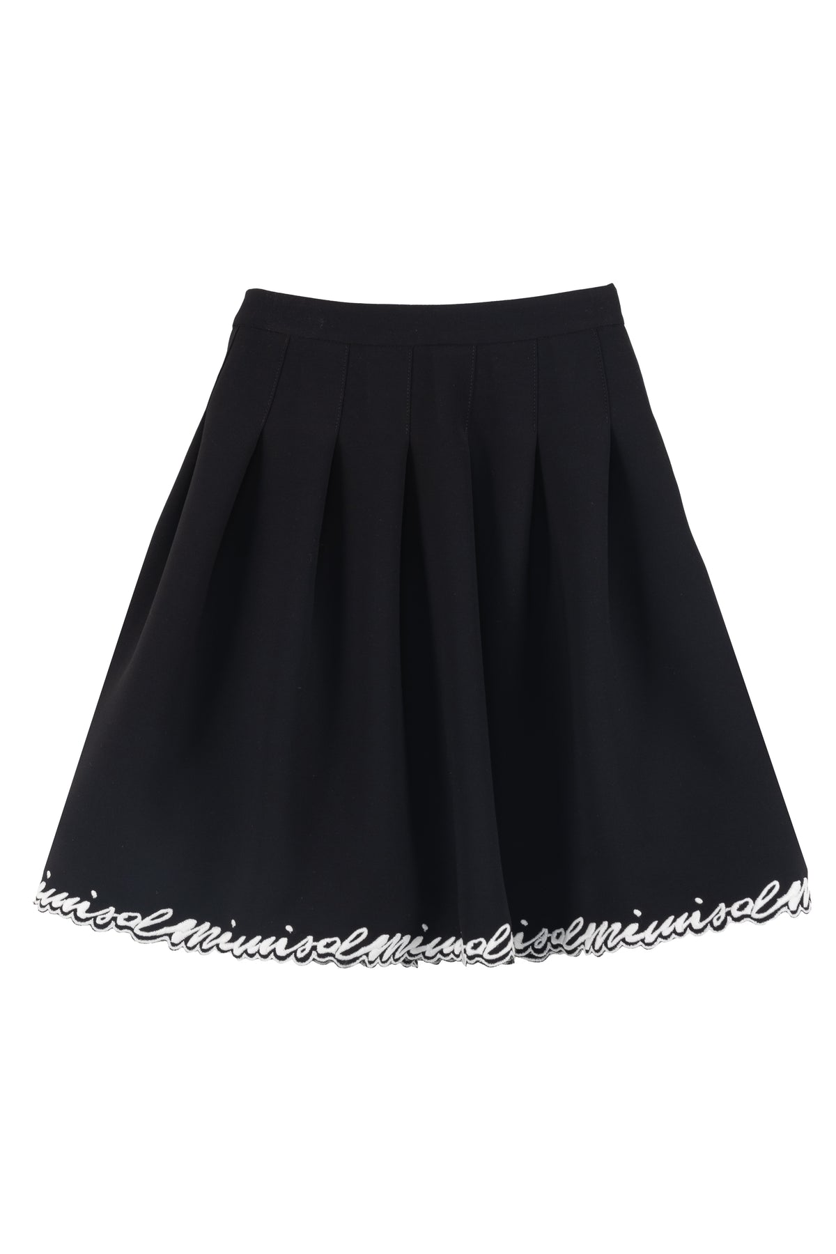 MIMISOL EMBROIDERED LOGO PINTUCK PLEAT SKIRT