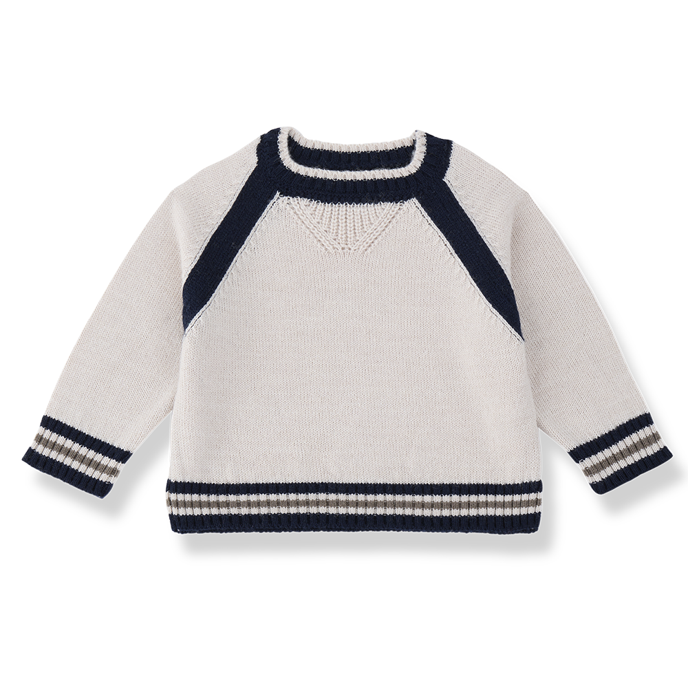 1+ IN THE FAMILY V SHAPE KNIT DETAIL RIBBED TRIM SWEATER