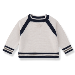 1+ IN THE FAMILY V SHAPE KNIT DETAIL RIBBED TRIM SWEATER