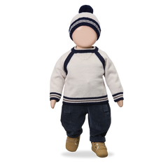 1+ IN THE FAMILY V SHAPE KNIT DETAIL RIBBED TRIM SWEATER