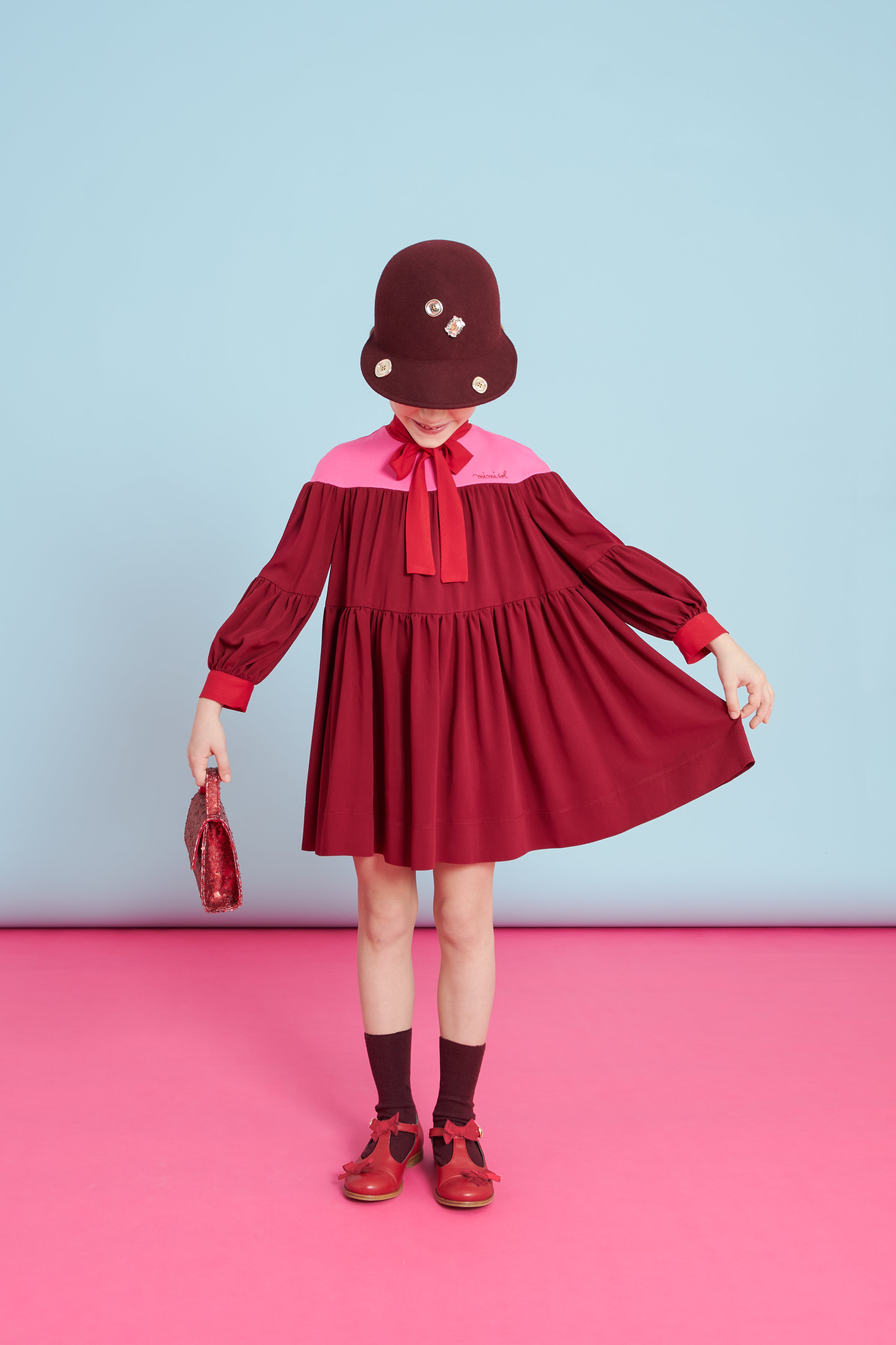 MIMISOL COLOR-BLOCK TIE FRONT DRESS