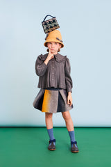 MIMISOL 2PC RUFFLE COLLAR PLEATED SHIRT WITH PLEATED SKIRT