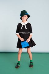 MIMISOL EMBROIDERED LOGO WITH COLLAR AND FRONT TIE DRESS