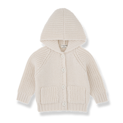 1+IN THE FAMILY 2PC KNIT BEANIE WITH HOODED KNIT SWEATER JACKET