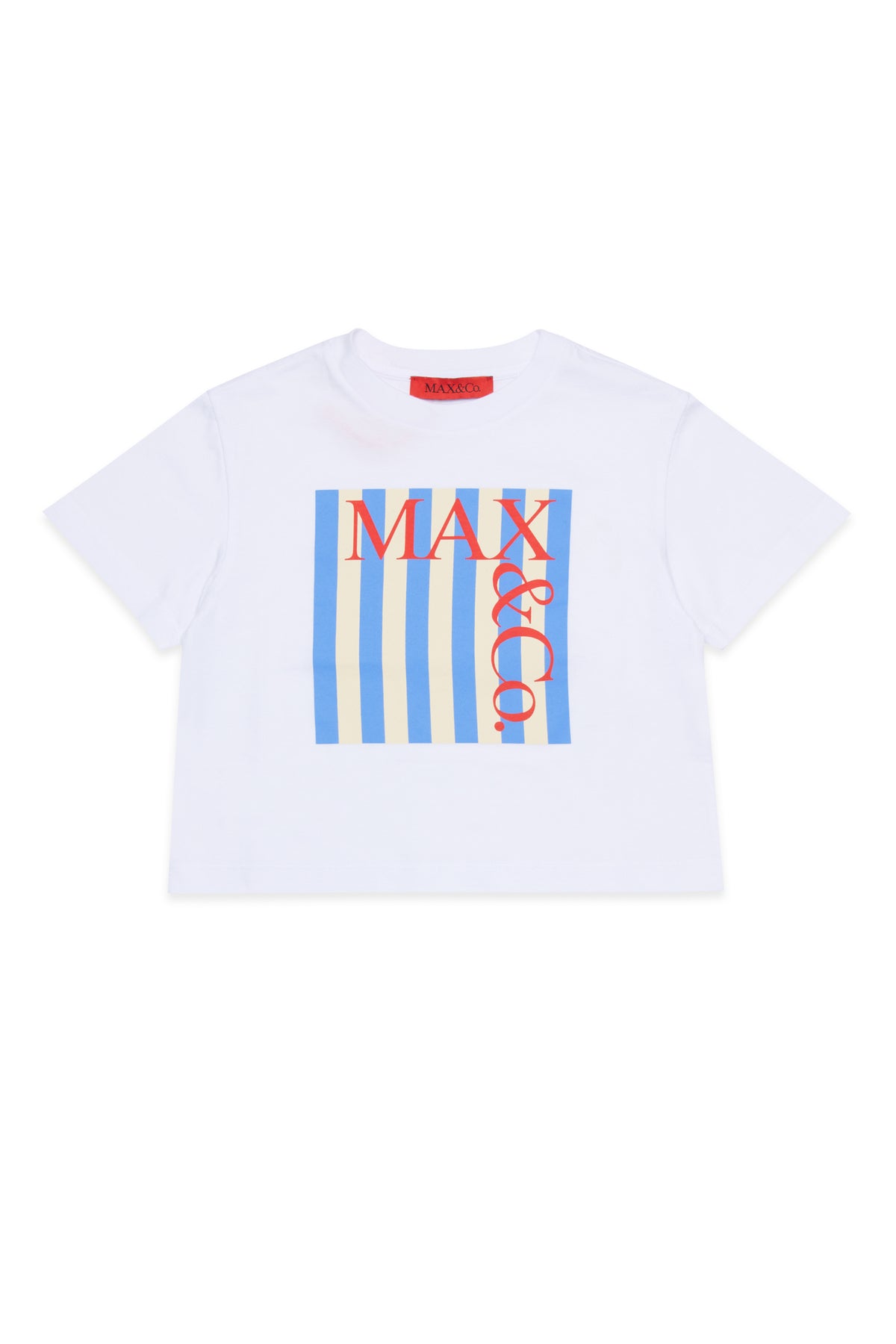 MAX & CO SHORT SLEEVE TEE WITH STRIPED SQUARE LOGO