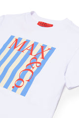 MAX & CO SHORT SLEEVE TEE WITH STRIPED SQUARE LOGO