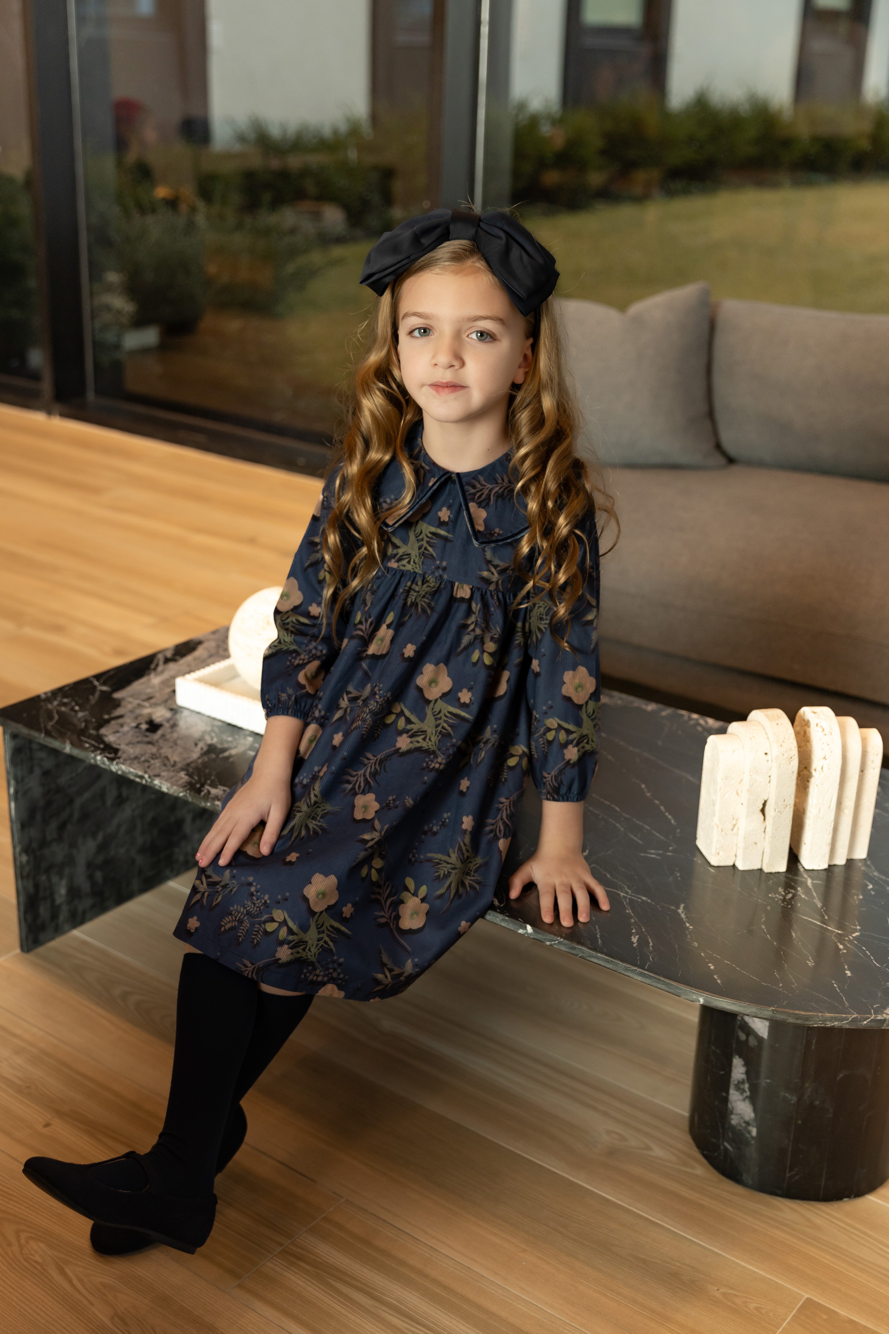 MODE AVANT PARIS LARGE COLLAR FLORAL DRESS