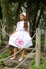 MODE AVANT PARIS 2PC LARGE EMBROIDED FLOWER TOP WITH SKIRT