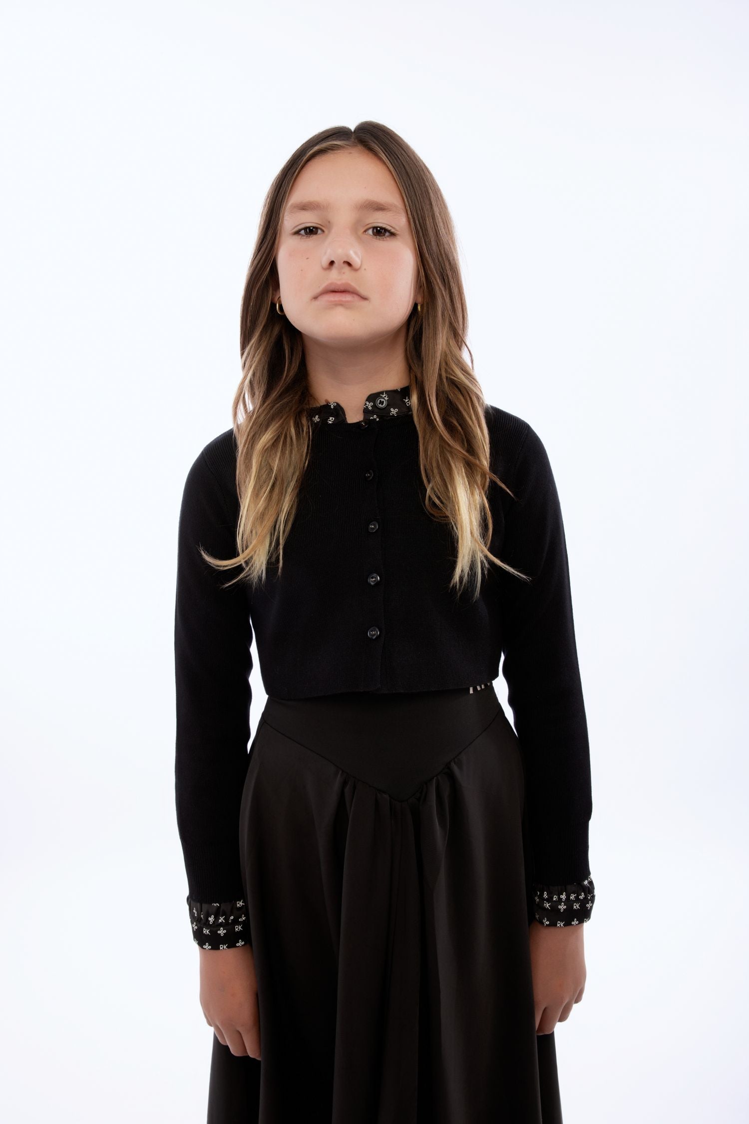 RETRO KID 2PC MAE ROPE DETAIL KNIT CARDIGAN WITH MAXI SKIRT