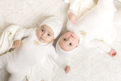 BEE & DEE 2PC MAIL & FLOWERS FOOTIE WITH BEANIE SET