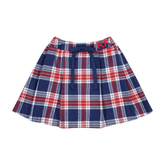 RETRO KID 2PC MARGO BAMBOO PRINTED PLAID TURTLENECK WITH PLEATED SKIRT