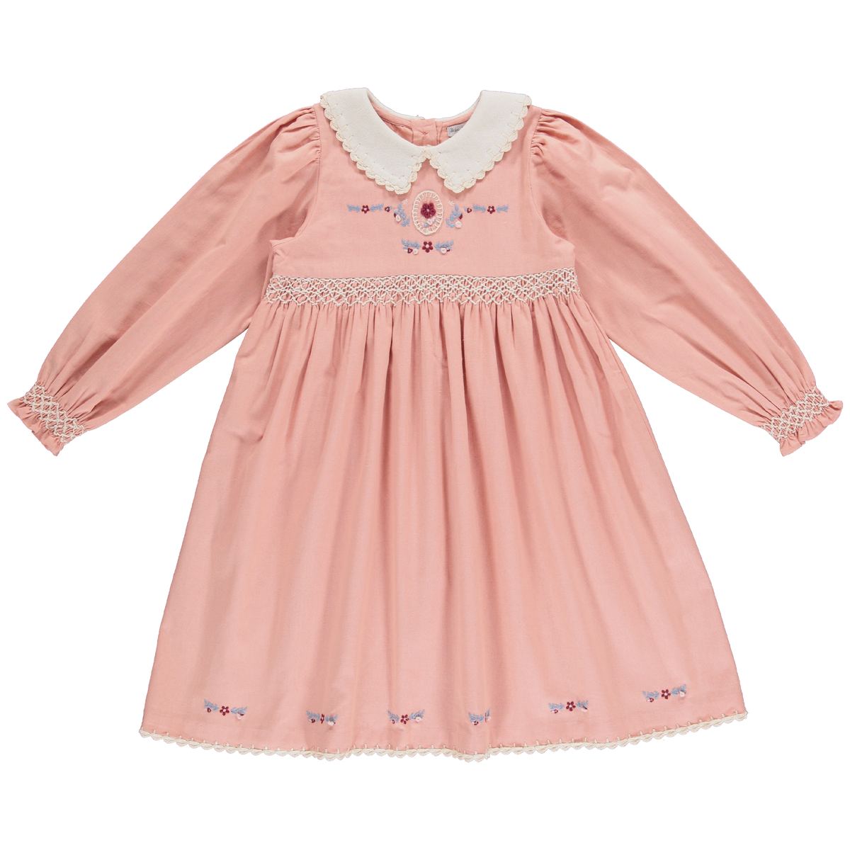 BEBE ORGANIC MARGOT COLLARED SMOCKED DRESS