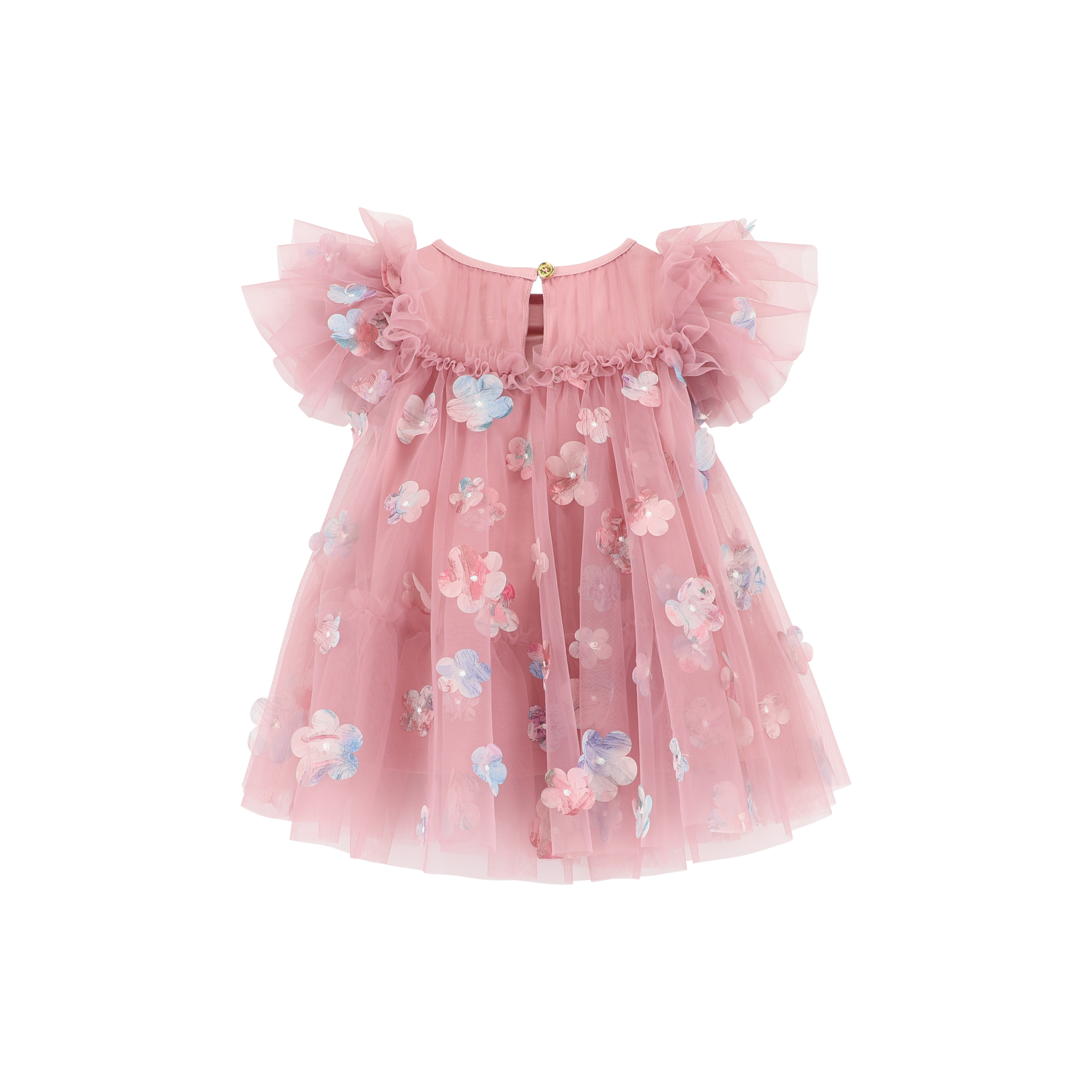 ANGELS FACE BABY DRESS WITH PETALS, TULLE AND BOW