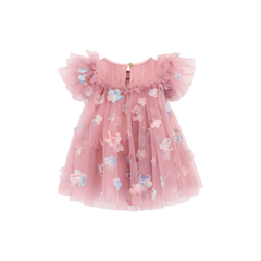 ANGELS FACE BABY DRESS WITH PETALS, TULLE AND BOW