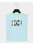 ESCADA BABY MUSCLE TEE WITH CONTRAST FLORAL PATTERN LOGO