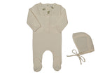 BEE & DEE 2PC MUSLIN APPLIQUE FOOTIE + BONNET SET