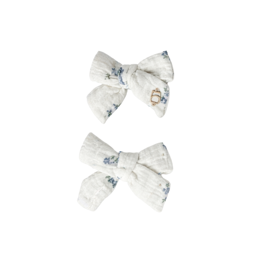 BANDEAU MINI BOW CLIP SET MUSLIN PRINTS