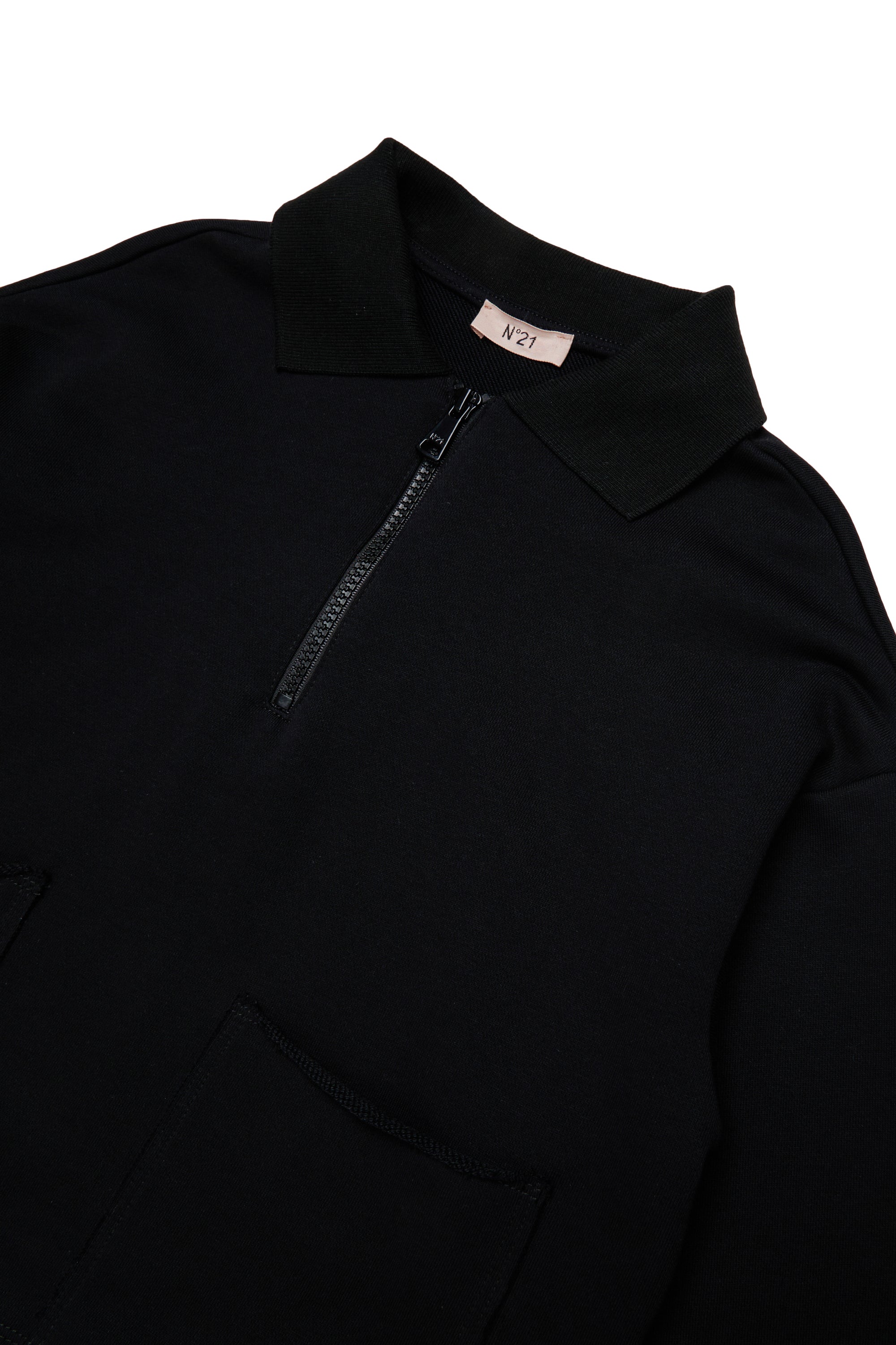 N.21 "I <3 N.21"LOGO 3/4 ZIP AND POCKET POLO SWEATER