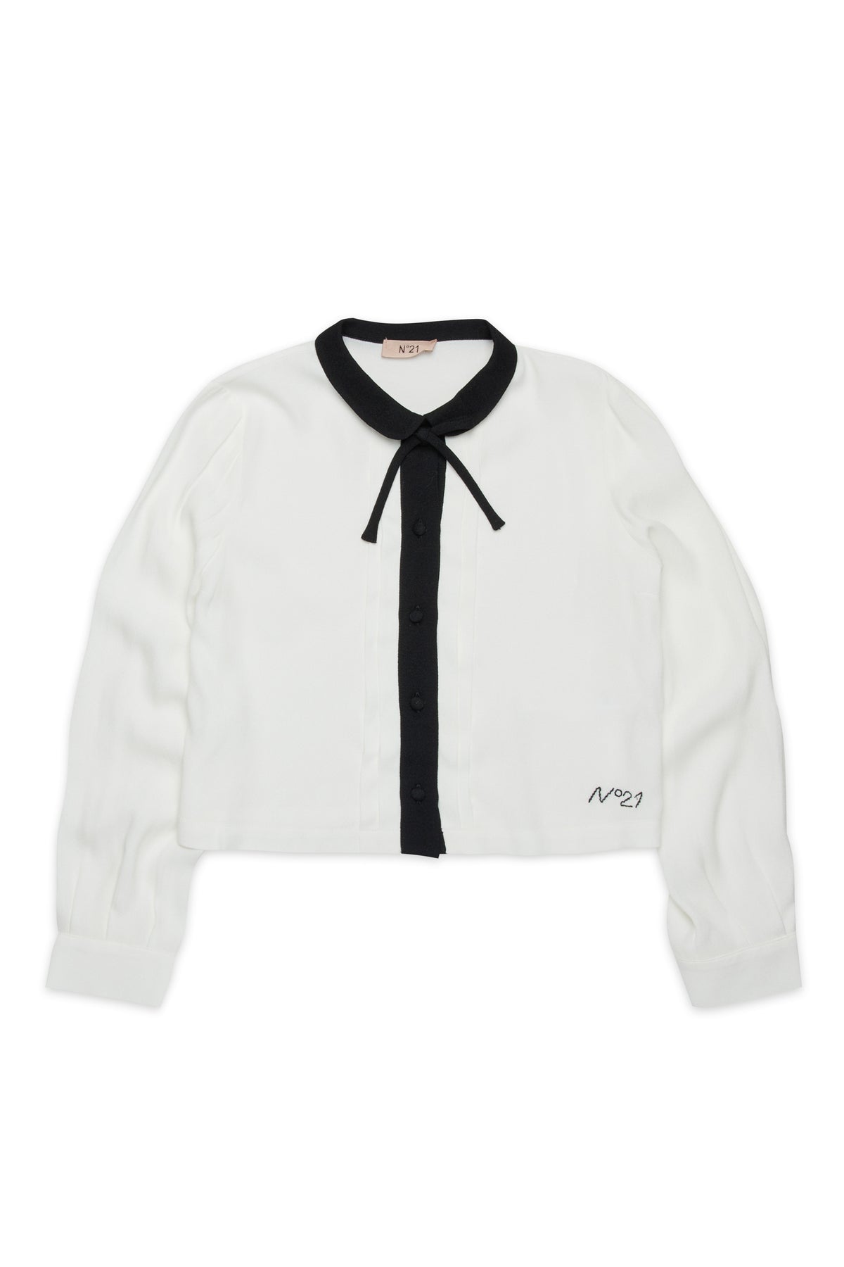 N.21 BUTTON UP BLOUSE WITH BLACK COLLAR AND TRIM
