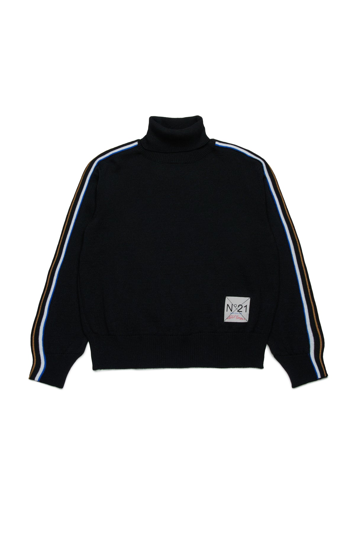 N.21 MULTICOLOR STRIPE BY SLEEVE KNIT TURTLENECK SWEATER